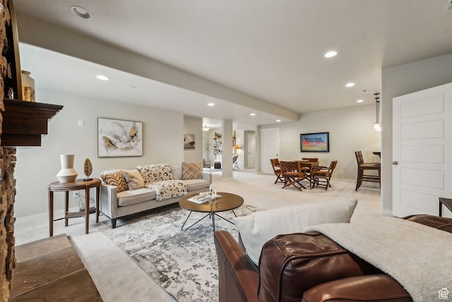 5265 N Laurelwood St N, Heber City, UT 84032 - living area with recessed lighting, baseboards, and carpet floors