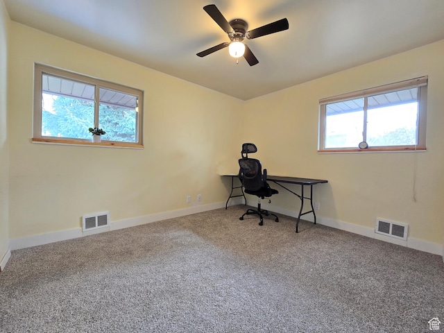2084 Robins Ave, Ogden, UT 84401 - office area featuring carpet flooring, baseboards, and ceiling fan