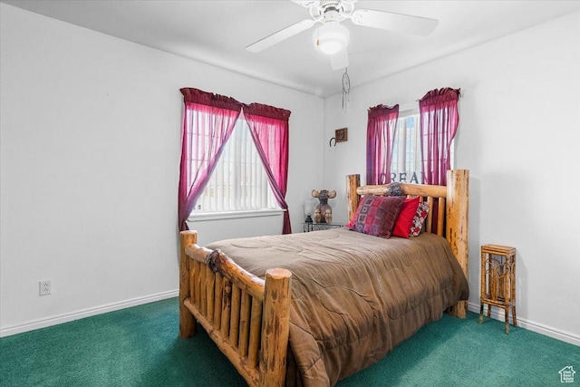 170 E 400 N, Mount Pleasant, UT 84647 - bedroom with baseboards, carpet floors, and a ceiling fan