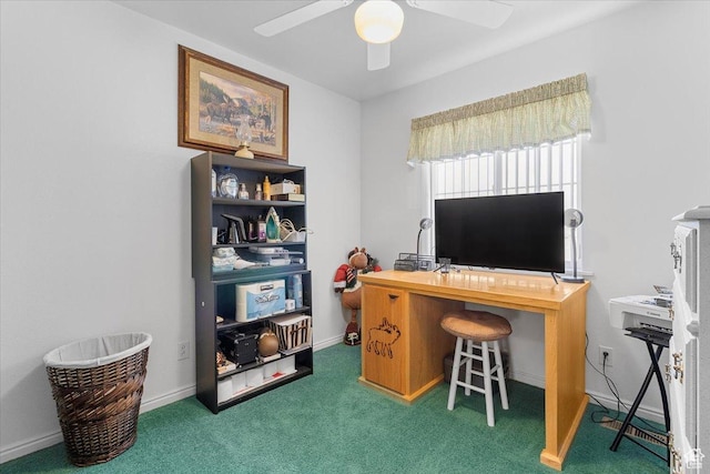 170 E 400 N, Mount Pleasant, UT 84647 - carpeted office space featuring baseboards and a ceiling fan