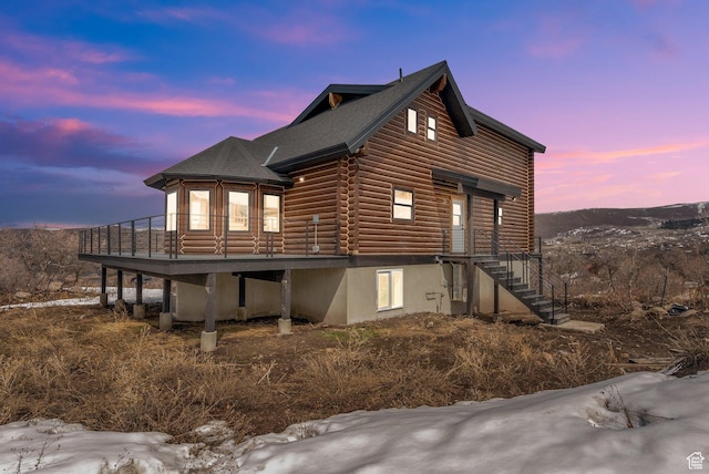 2032 Timber Lakes Dr Unit 950, Heber City, UT 84032 - view of home's exterior with a deck, stairway, and log exterior
