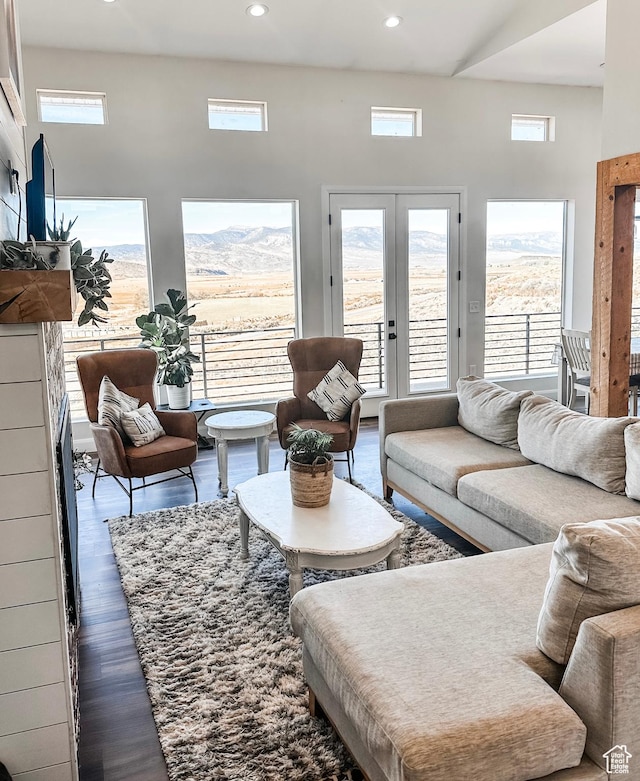 690 N Main St, Antimony, UT 84712 - living room featuring recessed lighting, wood finished floors, and a mountain view