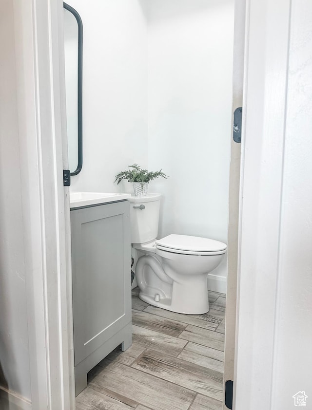 690 N Main St, Antimony, UT 84712 - bathroom featuring toilet, vanity, and wood finished floors