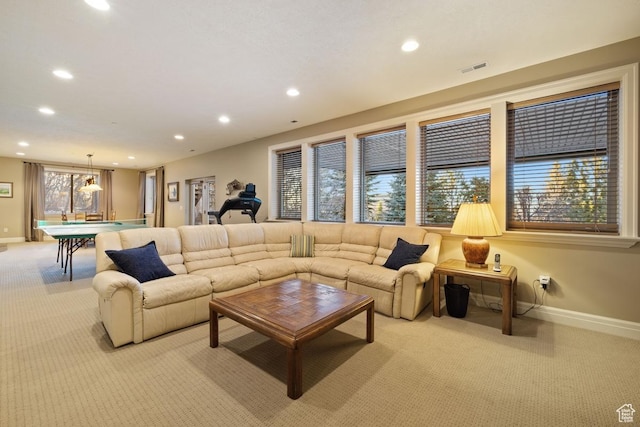 1562 E Granite Brook Ct S, Draper, UT 84020 - living area with light colored carpet, recessed lighting, and baseboards