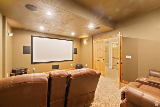 1562 E Granite Brook Ct S, Draper, UT 84020 - home theater featuring recessed lighting, light colored carpet, and baseboards