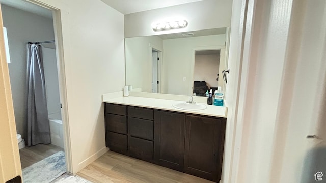 1794 N 1260 E, Payson, UT 84651 - ensuite bathroom with vanity, shower / tub combo, toilet, connected bathroom, and wood finished floors