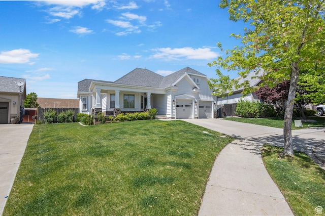 5025 N Shady Bend Ln, Lehi, UT 84043 - view of front of house featuring driveway, a garage, a porch, and a shingled roof