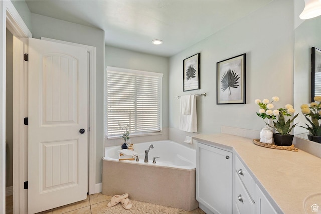 5025 N Shady Bend Ln, Lehi, UT 84043 - full bathroom with vanity, a bath, and tile patterned flooring