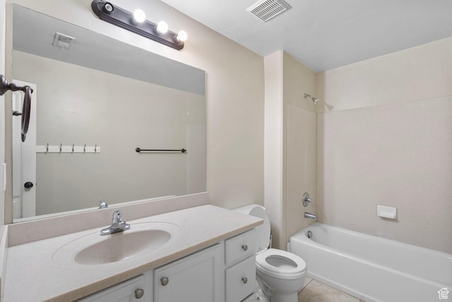 5025 N Shady Bend Ln, Lehi, UT 84043 - full bathroom featuring toilet, vanity, bathtub / shower combination, and tile patterned floors