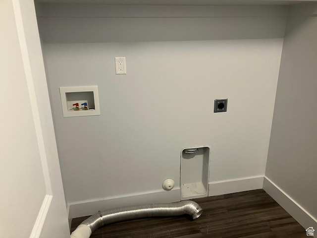 285 W 1580 N Unit 102, Logan, UT 84341 - washroom featuring hookup for an electric dryer, hookup for a washing machine, baseboards, dark wood-type flooring, and laundry area