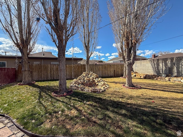 view of yard featuring a fenced backyard