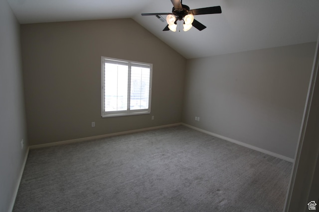 1660 N 475 E, North Ogden, UT 84404 - carpeted empty room with baseboards, lofted ceiling, and ceiling fan