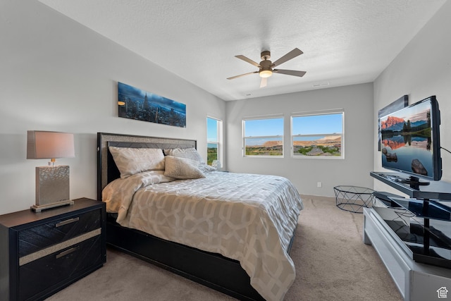 3032 W Cramden Dr, Lehi, UT 84043 - bedroom with ceiling fan, carpet floors, and a textured ceiling