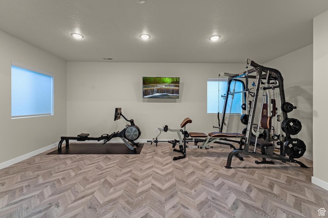 3032 W Cramden Dr, Lehi, UT 84043 - exercise area with recessed lighting, baseboards, and a textured ceiling