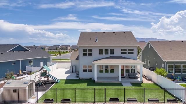 3032 W Cramden Dr, Lehi, UT 84043 - back of property featuring a fenced backyard, stucco siding, a yard, and a patio area