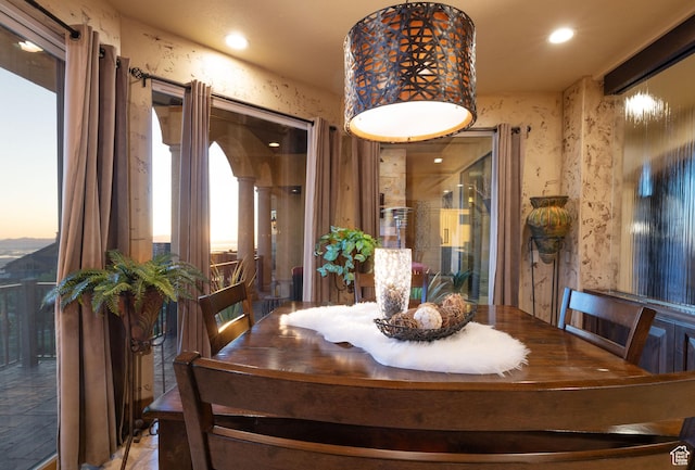 4757 Hidden Lake Dr, Bountiful, UT 84010 - dining room featuring wallpapered walls and recessed lighting
