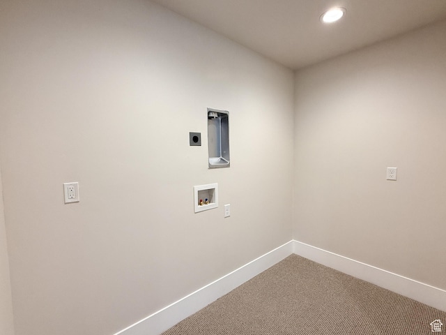 4014 N Dillon Way N, Ogden, UT 84414 - washroom with carpet floors, electric dryer hookup, laundry area, baseboards, and hookup for a washing machine