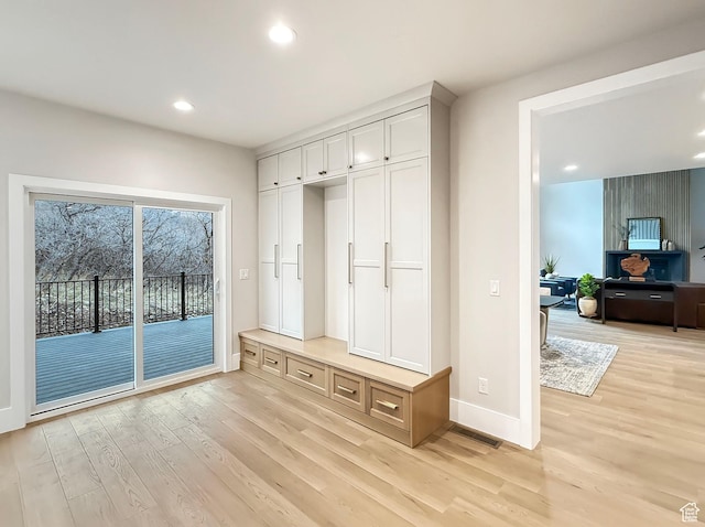 4014 N Dillon Way N, Ogden, UT 84414 - mudroom featuring light wood finished floors, baseboards, and recessed lighting