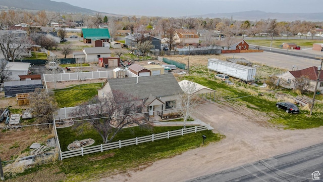 drone / aerial view with a mountain view and a residential view