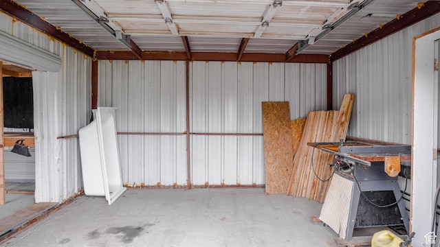 garage featuring metal wall