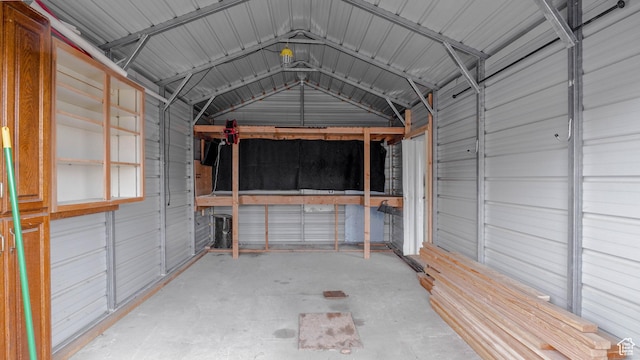 garage with metal wall