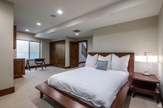 853 W Benjamin Pl, Kamas, UT 84036 - bedroom featuring light colored carpet, visible vents, recessed lighting, and baseboards