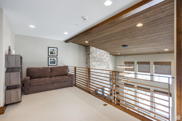 853 W Benjamin Pl, Kamas, UT 84036 - living area featuring recessed lighting, an upstairs landing, and carpet flooring