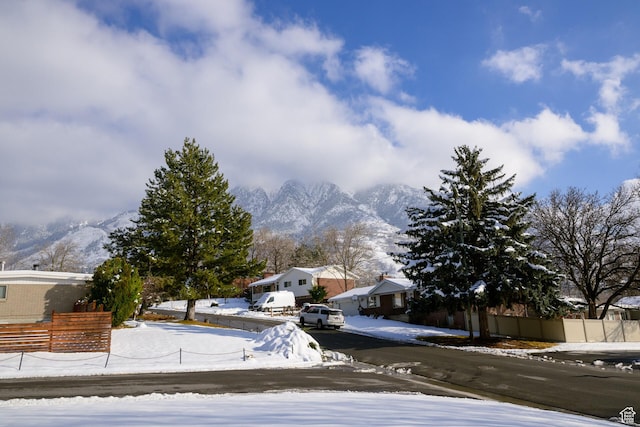 view of road with a mountain view