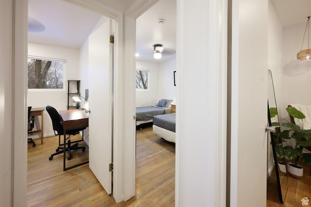 hallway with light wood-style flooring