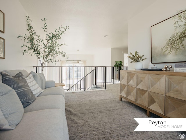 living area with carpet floors