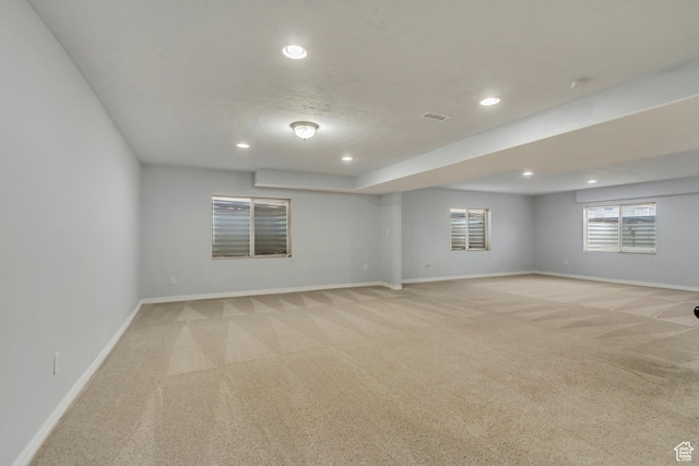 1184 W Michaelsen, West Jordan, UT 84088 - basement featuring visible vents, baseboards, recessed lighting, and light colored carpet