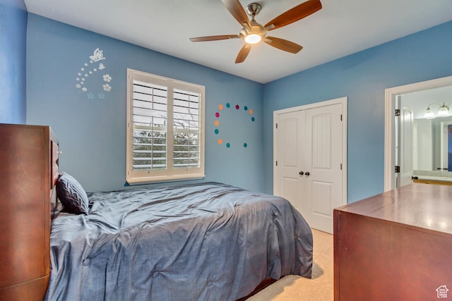 1184 W Michaelsen, West Jordan, UT 84088 - carpeted bedroom with a closet and ceiling fan