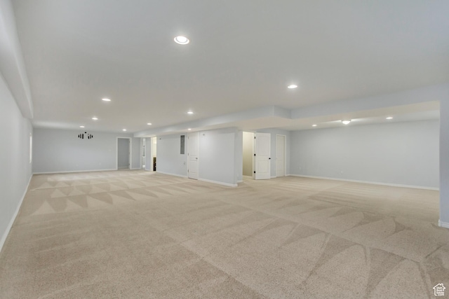 1184 W Michaelsen, West Jordan, UT 84088 - finished basement featuring light carpet, baseboards, and recessed lighting