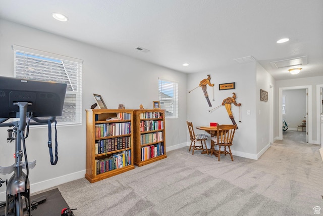 15097 S Cantle Dr, Bluffdale, UT 84065 - exercise room featuring carpet floors, baseboards, and recessed lighting