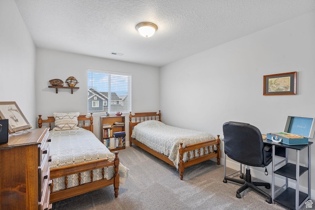 15097 S Cantle Dr, Bluffdale, UT 84065 - carpeted bedroom featuring a desk and a textured ceiling