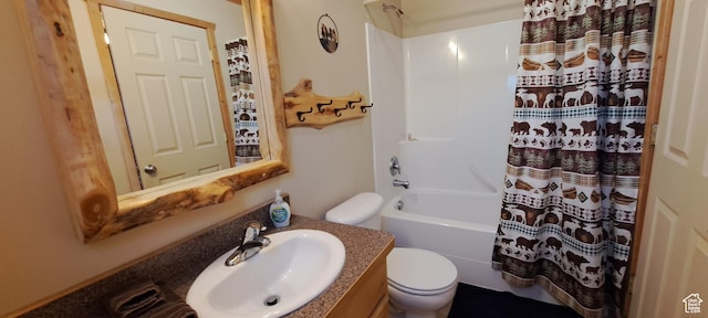 3526 Browning Rd, Island Park, ID 83429 - full bath with toilet, shower / bathtub combination with curtain, and vanity