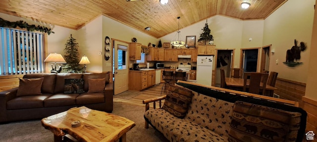 3526 Browning Rd, Island Park, ID 83429 - living room featuring high vaulted ceiling and wooden ceiling