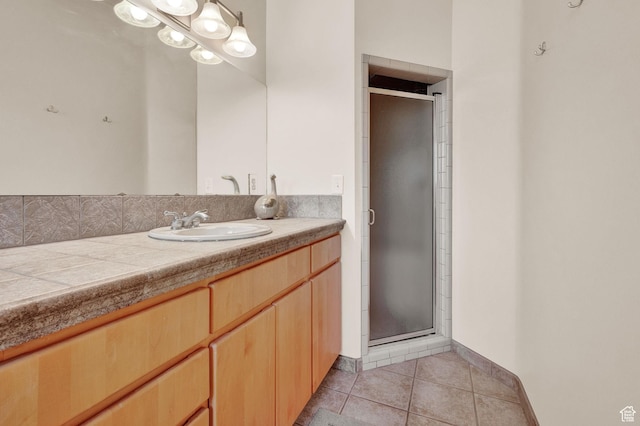 3674 N Willow Brooke Ln, Eden, UT 84310 - full bath featuring tile patterned floors, vanity, and a stall shower
