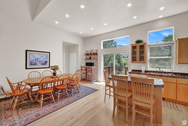 3674 N Willow Brooke Ln, Eden, UT 84310 - dining area with recessed lighting, a healthy amount of sunlight, and light wood-type flooring