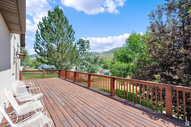 3674 N Willow Brooke Ln, Eden, UT 84310 - wooden terrace featuring a mountain view
