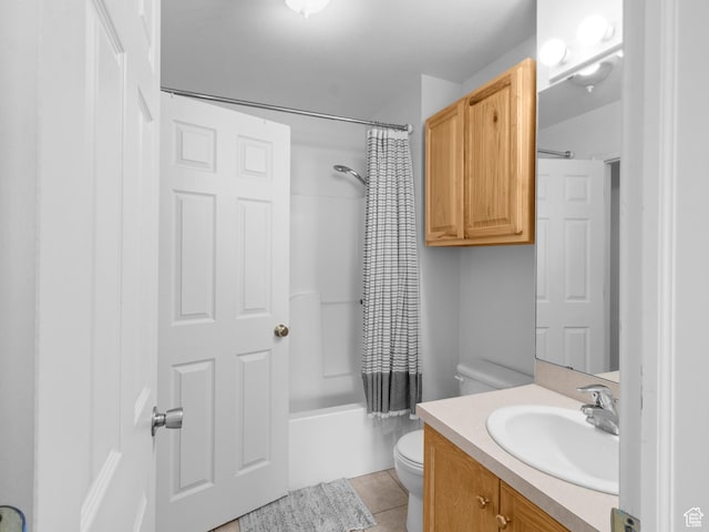 476 W 365 S, Logan, UT 84321 - bathroom featuring toilet, tile patterned flooring, vanity, and shower / bath combo with shower curtain