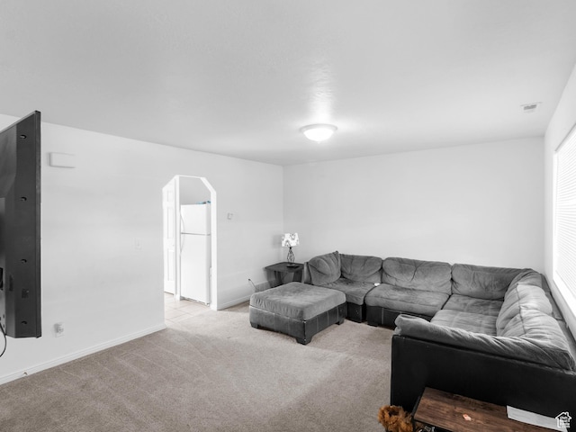 476 W 365 S, Logan, UT 84321 - living room featuring electric panel, baseboards, arched walkways, and carpet floors