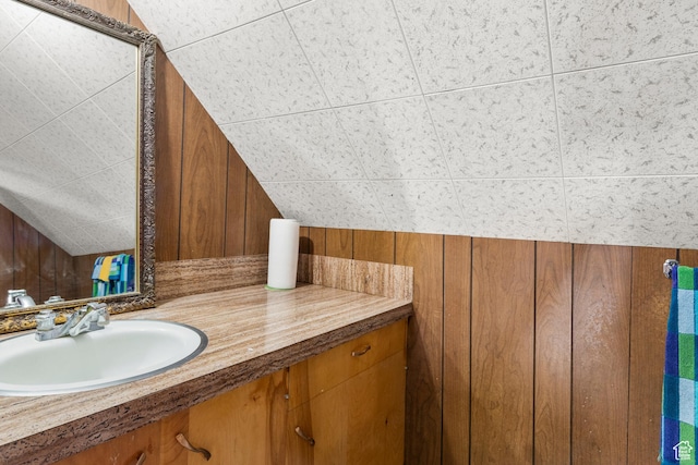 377 E Shore Rd, Saint Charles, ID 83272 - bathroom with vanity and vaulted ceiling