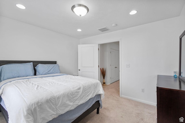 3414 S Melanie Cv W Unit 13, Magna, UT 84044 - bedroom featuring baseboards, visible vents, recessed lighting, and light colored carpet