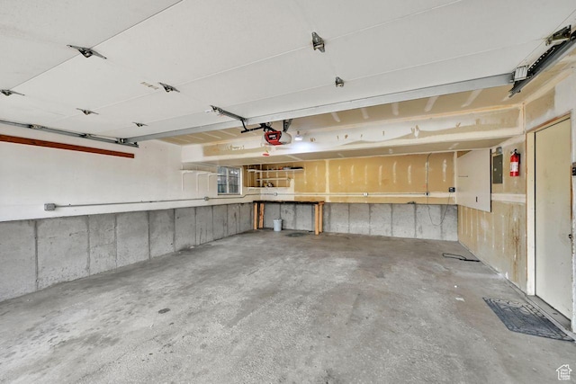 garage with a garage door opener