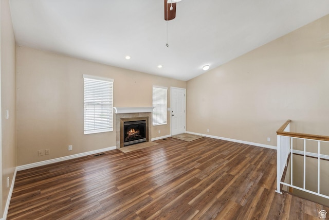 499 N 200 W Unit 8, Bountiful, UT 84010 - unfurnished living room featuring a fireplace with flush hearth, visible vents, baseboards, wood finished floors, and recessed lighting
