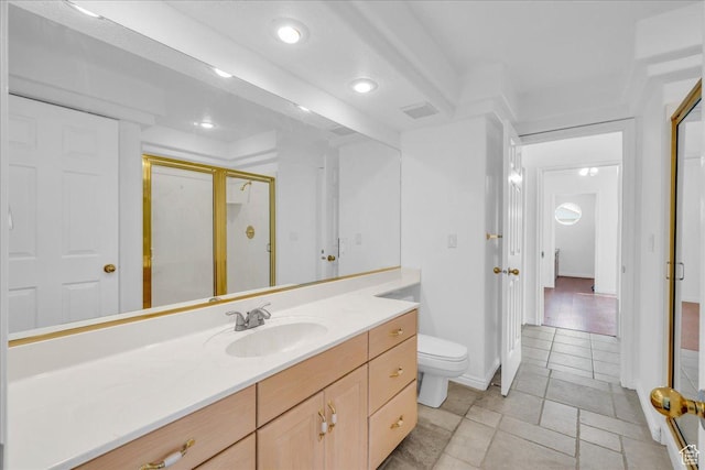 356 N Cactus Ln Unit 7, Washington, UT 84780 - full bath with toilet, vanity, a shower stall, baseboards, and visible vents