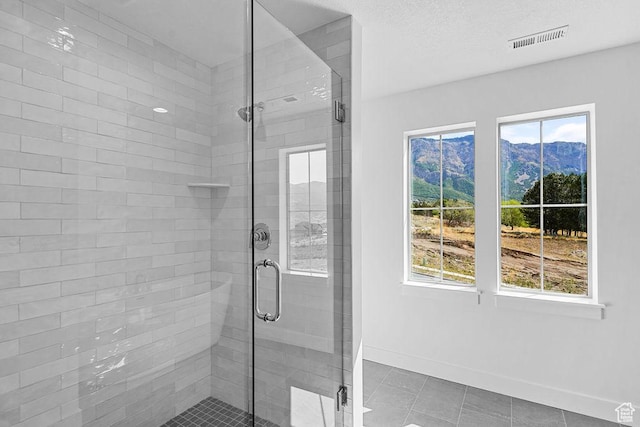 3666 W 2110 S Unit 103, Syracuse, UT 84075 - bathroom featuring baseboards, visible vents, a healthy amount of sunlight, and a shower stall