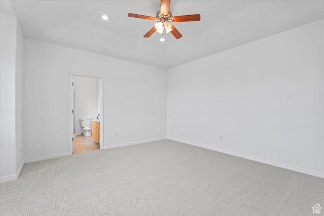 9587 N 4500 W, Cedar Hills, UT 84062 - spare room featuring light carpet, baseboards, recessed lighting, and a ceiling fan