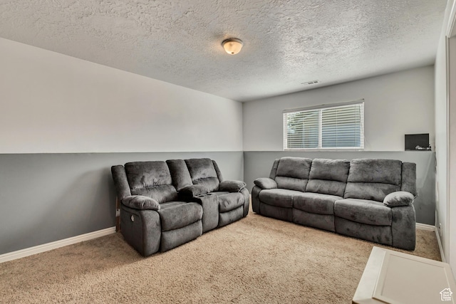 2683 S Melville Dr, Magna, UT 84044 - living room featuring baseboards, carpet flooring, visible vents, and a textured ceiling